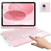 typecase Touch iPad 11th 10th Generation Case with Keyboard (11" 2025, A16 & 10.9" 2022) – 360° Rotatable, 11-Color Backlit, Multi-Touch Trackpad, Pencil Holder, Thin & Light – Light Pink