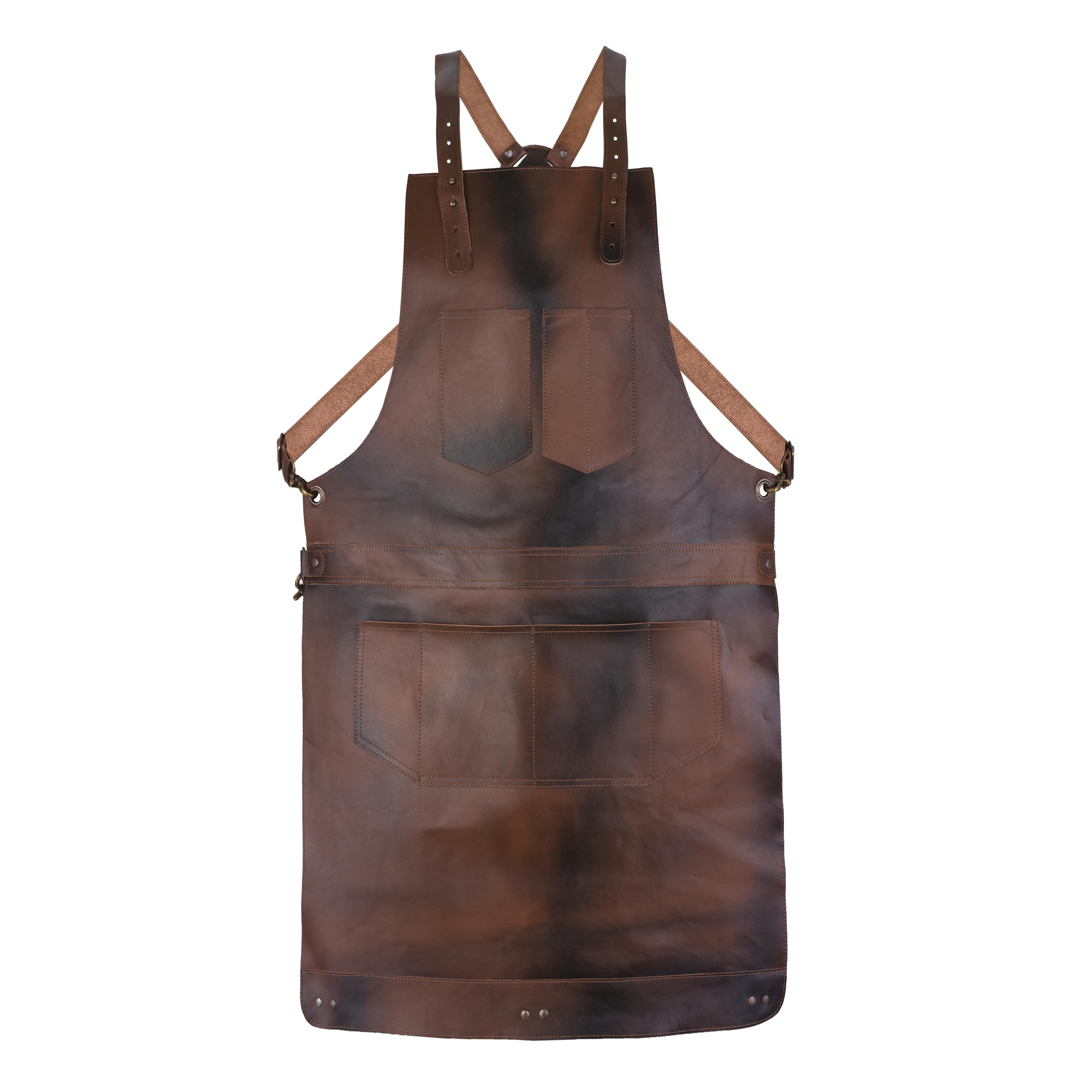 Leathershire Cognac Brown Full Grain Leather Crossbody Apron Butcher Apron -Cook Apron -BBQ Apron -Cooking Apron - Blacksmith Apron - Barber Apron - woodwork apron