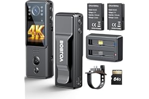 BOBLOV 4K A29 Wearable Body Camera with Audio and Video, Dual Batteries & Charging Dock, Mini Camcorder with Night Vision for