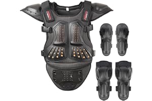 REOMOTO Dirt Bike Vest Suit Knee Eblow Protector for Kids,Chest Back Protector for Ski Skating Cycling Motocross MTB ATV