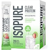 Isopure Clear Protein Stick Pack, Strawberry Kiwi, 20 Count (Pack of 1) | On-The-Go Single Serve Packet, 10g Ultra-Filtered Whey Protein Isolate, Convenient Travel-Friendly Format