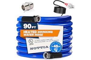 Nottia Heated Water Hose for RV,-45 ℉ Antifreeze Drinking Garden Water Hose，Rv Accessories, Rv Water Hose (90FT)