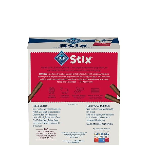 BLUE BUFFALO STIX NATURAL SOFT MOIST DOG TREATS TOGO BEEF RECIPE, 1OZ BAGS, PACK OF 12