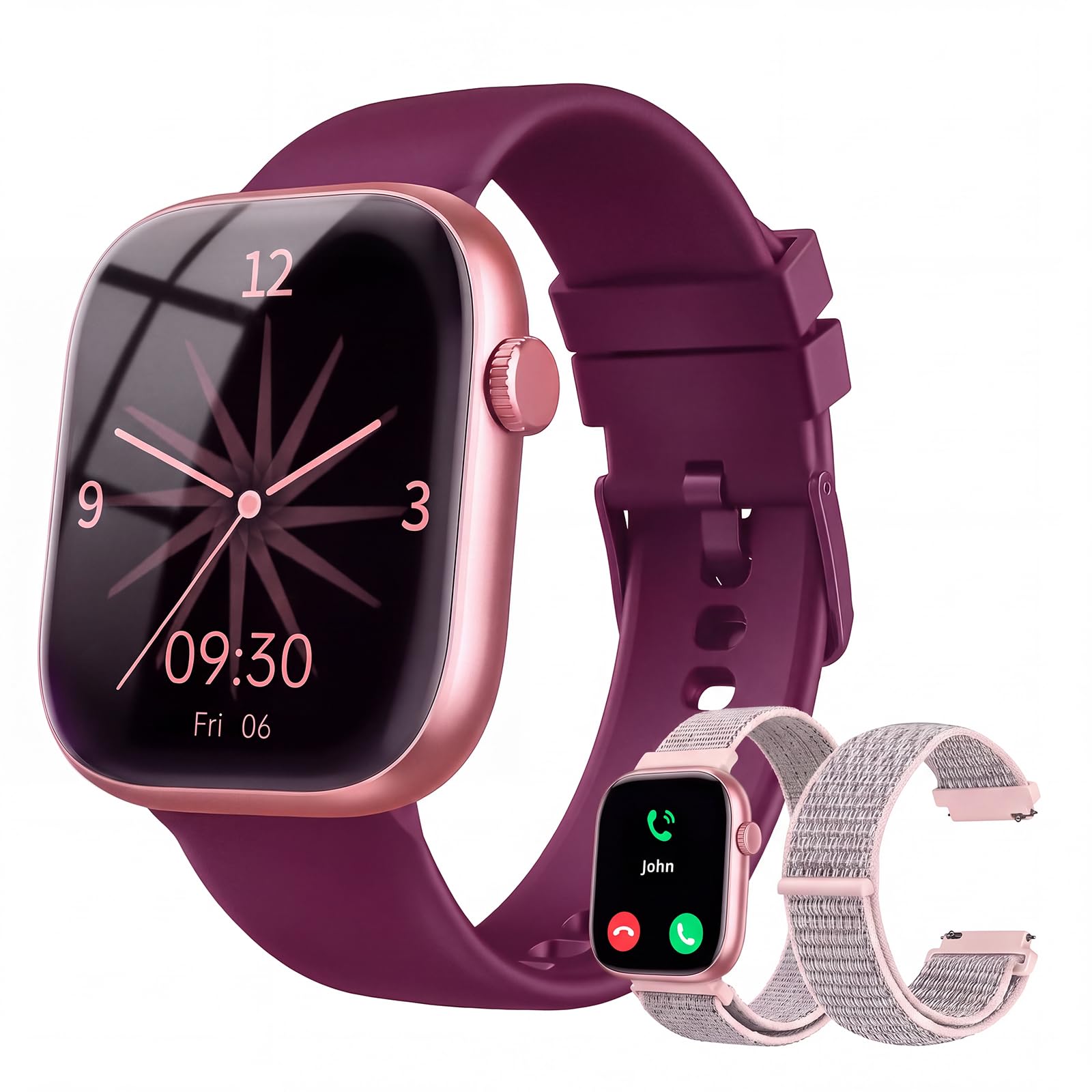 Smart Watch for Women, Bluetooth Answer/Make Calls, 1.83"HD Screen, 2 Bands | IP67 Waterproof Fitness Tracker, Heart Rate/Sle