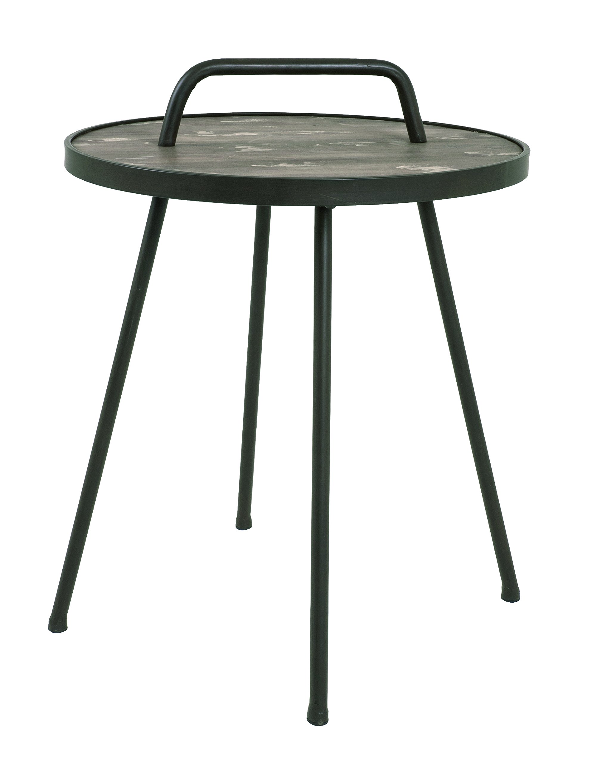 HAKU End Table Brown, Vintage, Solid Wood, Metal - Dim.: H 65 cm X Ø 50 cm, Style: Industrial