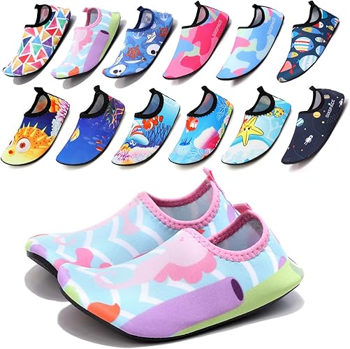 Amazon Co Jp Sixspace 子供 キッズ用 マリンシューズ 軽量 ウォーターシューズ ビーチシューズ 可愛い ソックスキッズ 通気性いい 男女兼用 携帯便利 ピンク 5cm シューズ バッグ