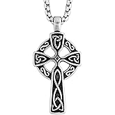 HAQUIL Celtic Cross Necklace, Stainless Steel Knot Pendant, Box Chain, Jewelry for Men and Women