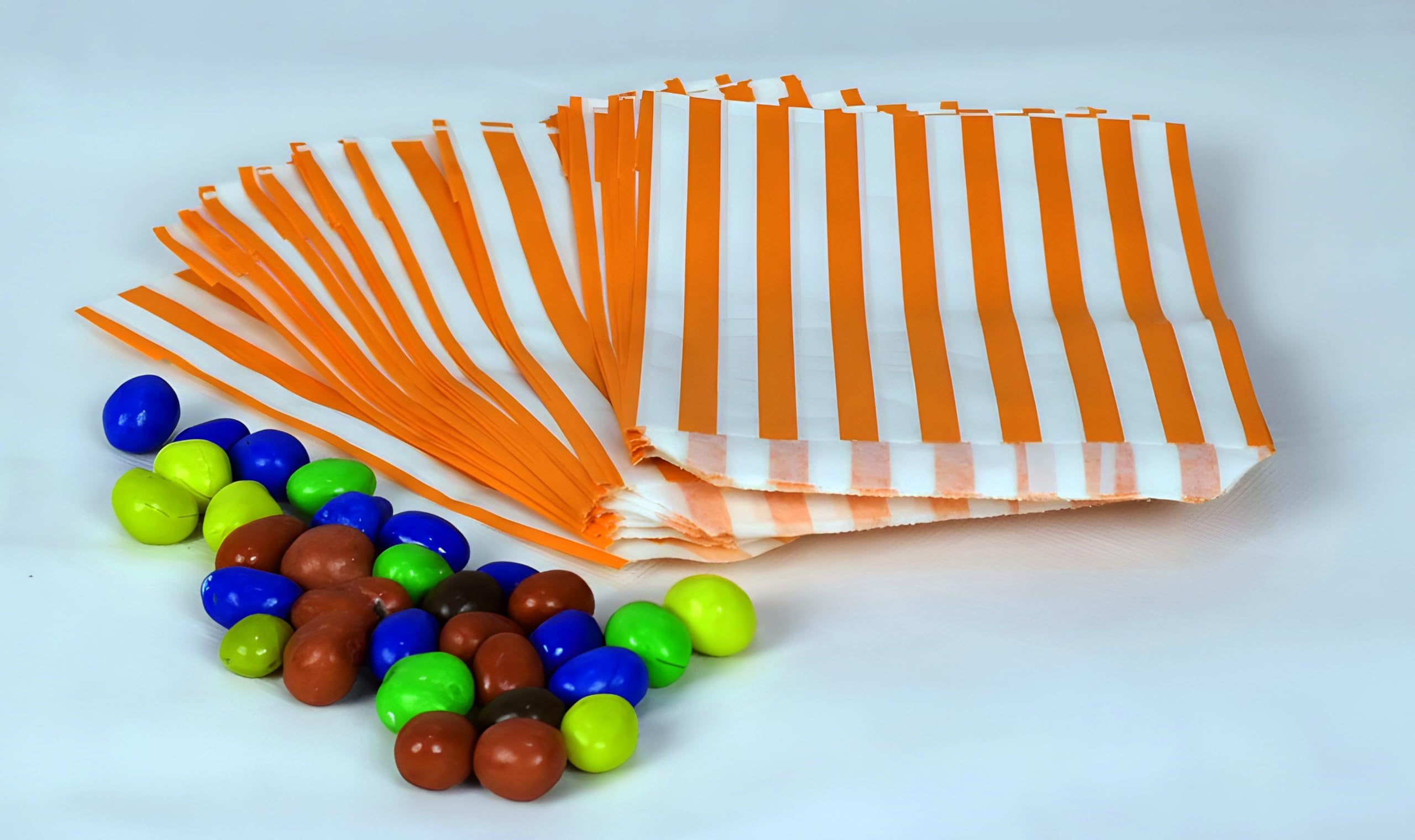 5" x 7" Orange Candy Striped Sweet Paper Bags | Pack of 300 | Wedding Buffet Favour Cake Gift Pick n Mix Shop