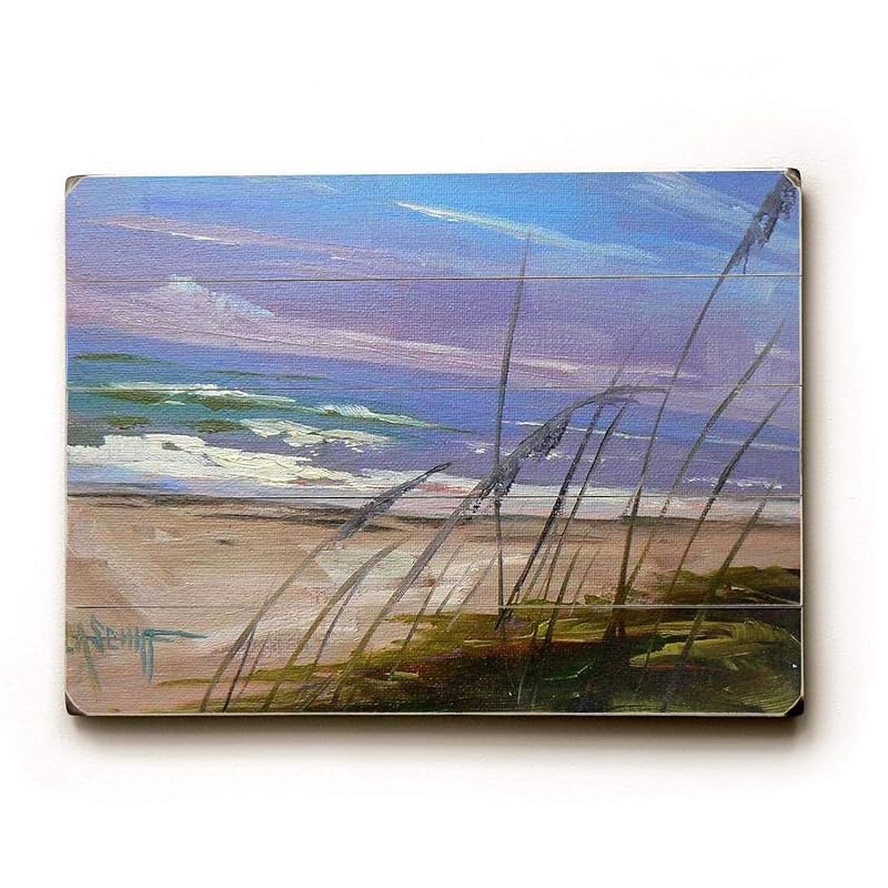 Giclee Print on Distressed Wood Plank Beach Scene 12x16