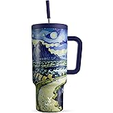 Meoky 40 oz Tumbler with Handle and Straw: Stainless Steel Insulated Tumbler with Lid and Straw - 100% Leak Proof Tumbler for Car Cup Holders - Travelers Commuters Workers, Pathway