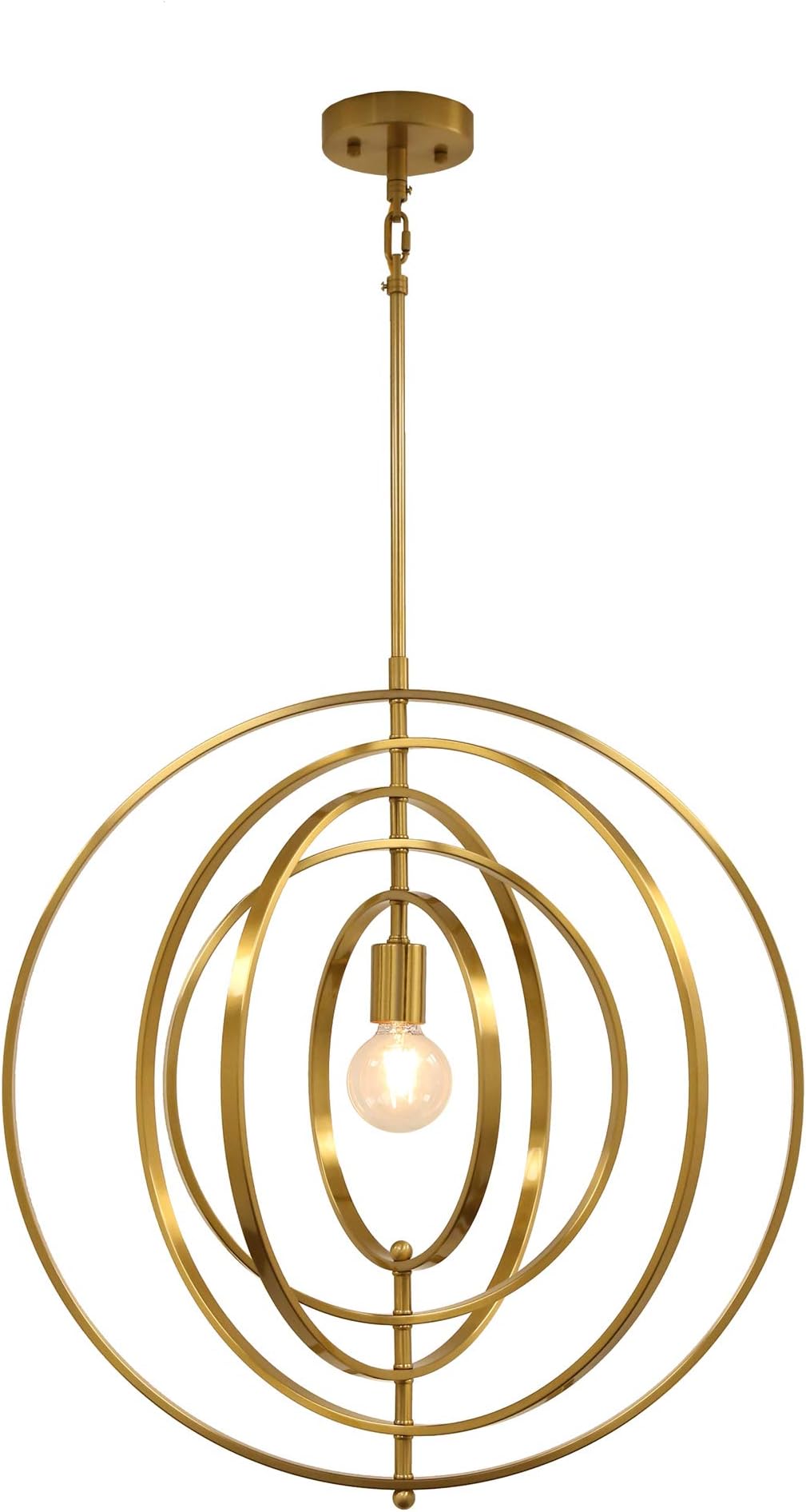 Kinsey Gold Minimalist 1 Light Pendant, 24" Round