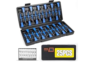 CMTOOL Terminal Pin Removal Tool Kit 25PCS Depinning Tool Set Automotive Car Pin Removal Tool Kit Auto Terminal Ejector Kit Professional Connector Pin Removal Tool Kit Universal Pin Extractor Tool Kit