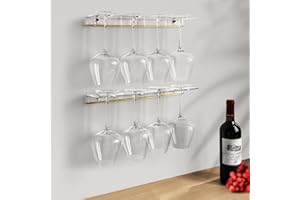 KOLYMAX Wine Glass Holder Wall Mounted, Wall Wine Glass Storage Shelves, Stemware Wall Rack, Clear Acrylic Under Cabinet Wine