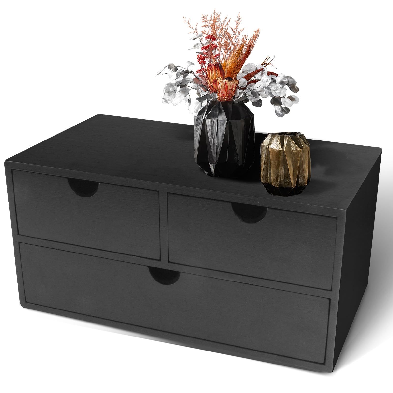 Photo 1 of Charmewooden Desk Organizer with Drawers Countertop Drawer Organizer Drawers for Desk Top Home Office Workspace Bathroom Toiletries Supplies (black)