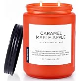 M&amp;SENSE Caramel Maple Apple Scented Candles for Women Fall Baking Gift 110h | Long-Lasting 19.6oz Large Jar Candle With Sweet Bakey Fragrance for Kitchen Thanksgiving Table Autumn Gift for Family Friend