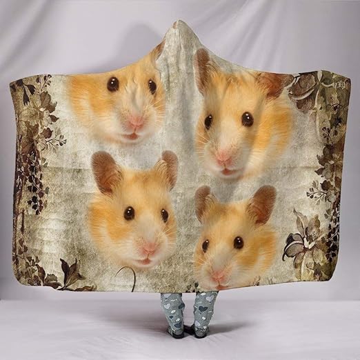 Pawfeel Lovely Golden Hamster Print Hooded Blanket Home