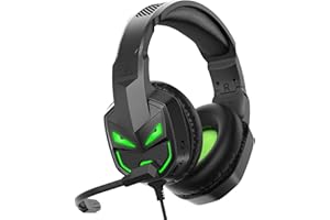 EKSA [2025 New] Fenrir Gaming Headset with Microphone for PS4 PC Xbox one PS5 Switch Laptop, Over Ear Headphones Wired with Noise Cancelling Mic, 3.5m Audio Jack, 50mm Stereo Drivers, Led Light