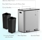VonHaus 60L Double Kitchen Bin Stainless Steel Two Section Recycling Bin view 7