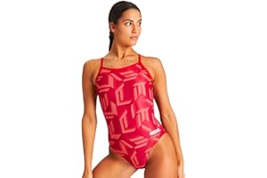 Arena Puzzled Light Drop Back Women's One Piece Swimsuit for Competitive or Casual Swim, Ladies Bathing Suit