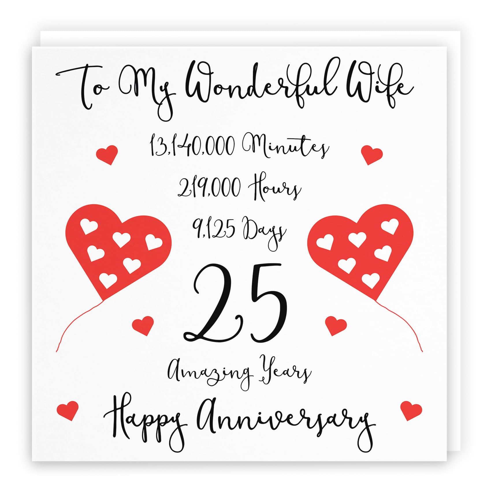Hunts England - Romantic Wife 25th Wedding Anniversary Card - To My Wonderful Wife - 25 Amazing Years - Timeless Collection - Fun Cute Card — image 1