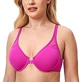 DELIMIRA Women's Front Closure Racerback Bras Plus Size Full Coverage Supportive Underwire Plunge Unlined Bra