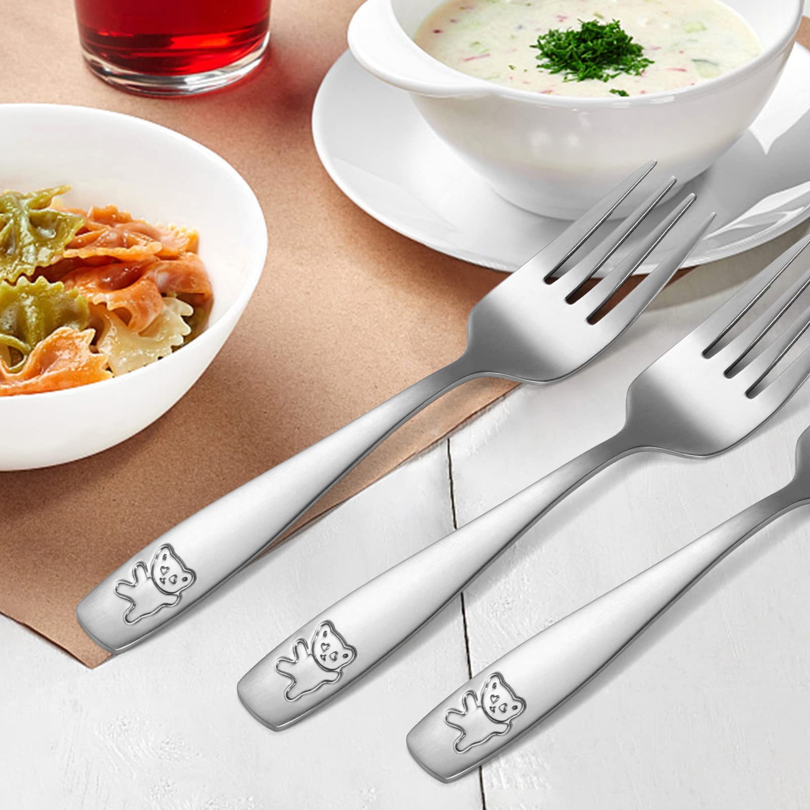 Pimoys 9-Piece Toddler Silverware Set - Stainless Steel Kids Forks & Spoons, Dishwasher Safe