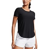 CRZ YOGA Cloudweight Workout Tops for Women Lightweight Athletic Short Sleeve Shirts Gym Running Side Slit T-Shirts
