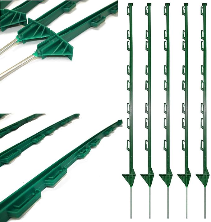 GREEN PLASTIC FENCING PINS 1m high forTemporary Fencing x 10 Amazon.co