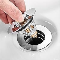 Oauxy Universal Edition Stainless Steel Core Push Type Basin Pop-up Drain Filter, No Overflow Bounce Core Push-Type…
