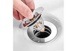 KXC Universal Bathroom Sink Stopper, 1.1~1.5” Bathtub Stopper for Kitchen Bathtub Sink Drains Anti Clogging Sink Drain Filter with Hair Catcher (Silver)
