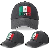 Chicingyou 3 Pcs Mexico Flag Baseball Cap for Men Women Mexican Independence Day Hat Adjustable Cotton Baseball Cap
