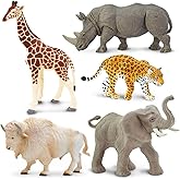 Safari Ltd. Zoo Animal Toy Set - 5 Figurines of Elephant, Giraffe, Jaguar, Rhino, Buffalo - Play Set for Boys, Girls, and Kids 3+