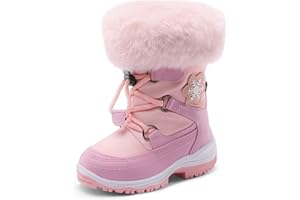 DREAM PAIRS Girls Toddler Snow Boots Slip Resistant Faux Fur Lined Mid Calf Little Kids Winter Shoes