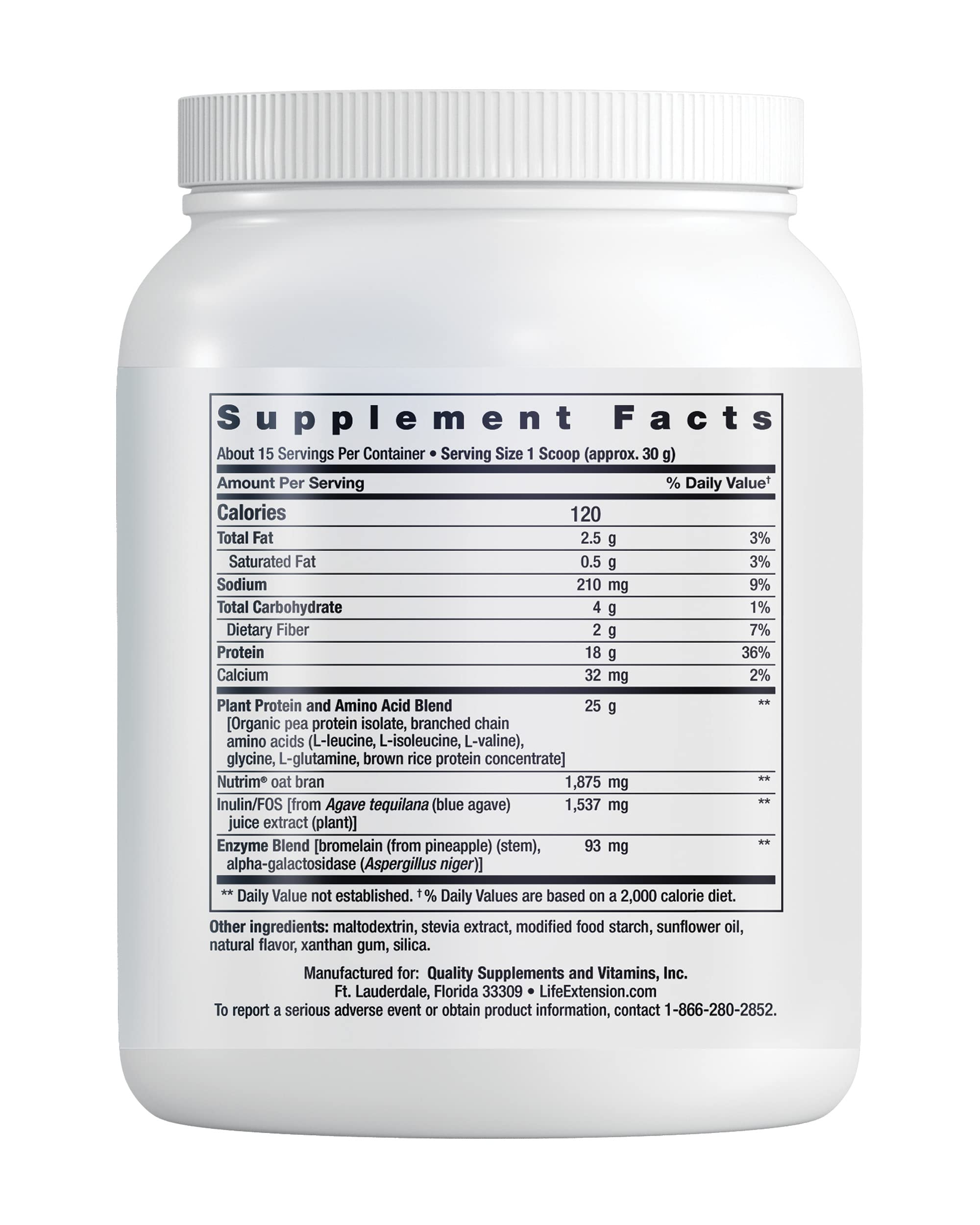 Life Extension Wellness Code® Plant Protein Complete & Amino Acid Complex (Vanilla), Plant-Based Protein Powder Plus branched-Chain Amino acids, Gluten-Free, Non-GMO, Vegetarian, 450 Grams