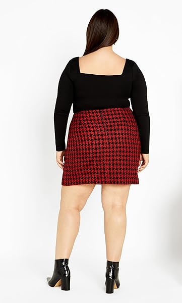 CITY CHIC WOMEN’S PLUS SIZE SKYLAR SKIRT, RED/BLK CHECK, 14