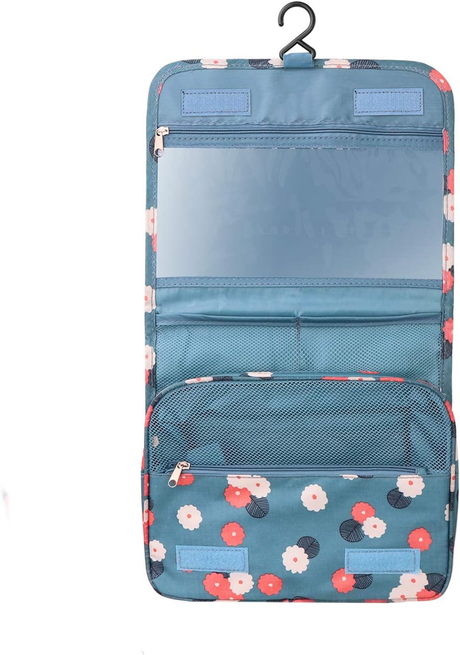 BryTravel Foldable Toiletry Bag with Hooks, Upgraded Cosmetic Bag for Travel Large Capacity, Waterproof Cosmetic Bag