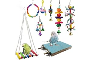 Deloky 8 Packs Bird Swing Chewing Toys- Parrot Hammock Bell Toys Suitable for Small Parakeets, Cockatiels, Conures, Finches,Budgie,Macaws, Parrots, Love Birds