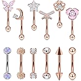 Vsnnsns Rook Daith Piercing Jewelry 16G Stainless Surgical Steel Curved Barbell Eyebrow Rings Vertical Labret Lip Piercing Jewelry Rook Daith Earrings for Women Men 6MM 8MM 10MM Hypoallergenic