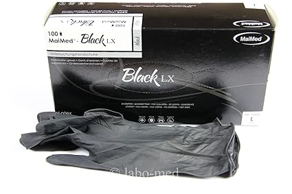Latex Untersuchungshandschuhe Gr. L - schwarz - 1 Box / 100 Stück