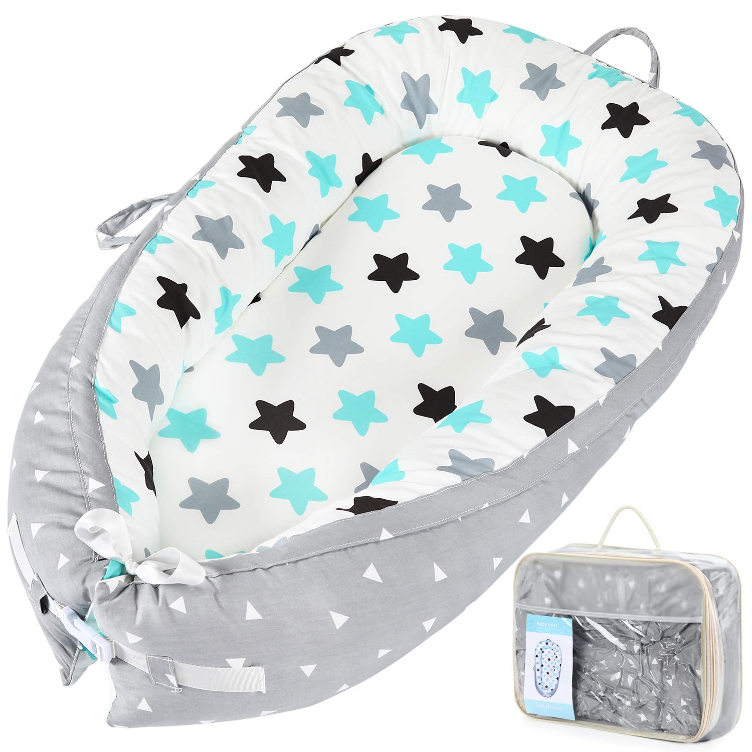 Baby Lounger Baby Nest Sharing Co Sleeping Bassinet - Portable Infant Crib for Bedroom/Travel - Premium Organic Cotton & Bigger Size(0-12months) - Removable & Machine Wash & Breathable: Baby