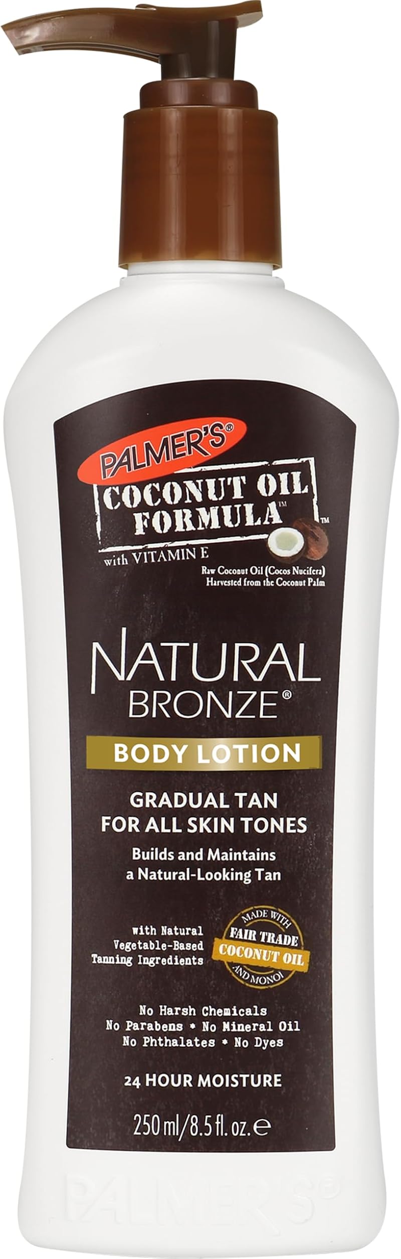Palmers Natural Bronze Lotion 250ml Coconut Oil Gradual Tanning Moisturiser