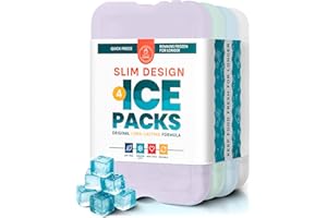 Healthy Packers Reusable Ice Packs for Lunch Boxes - Long Lasting Slim Freezer Packs, Thin Non-Toxic BPA-Free Hard Gel Ice Blocks for Coolers, Kids & Adults Lunch Bags, Travel, Camping, Food Storage