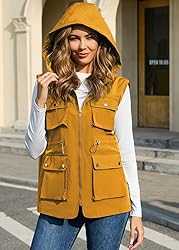 PESION Womens Packable Utility Vest Drawstring