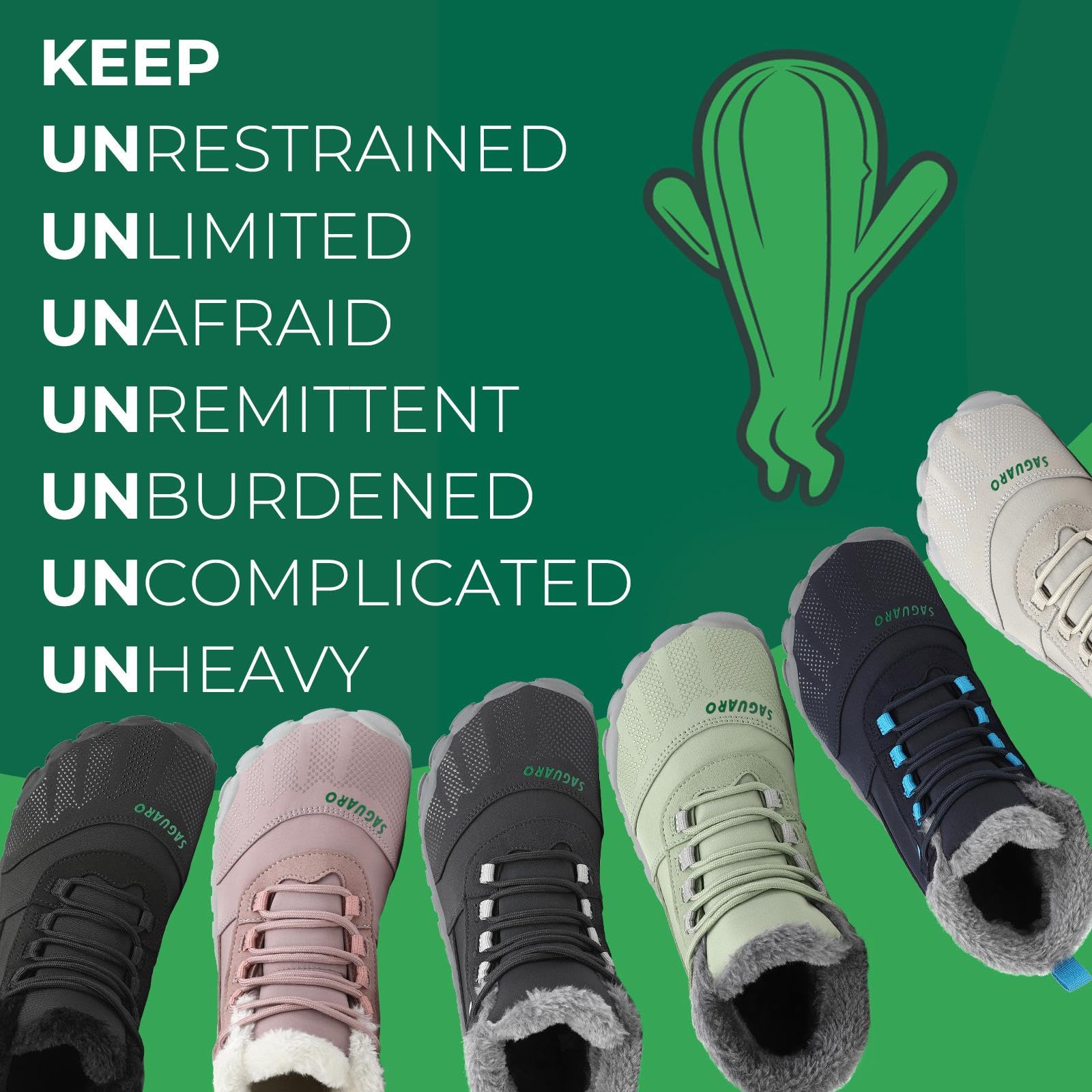 SAGUARO Winter Barfußschuhe Herren Barfuss Schuhe Damen Winter Gefüttert Winterschuhe Wasserabweisend Winterstiefel Winterboots Schneeschuhe Schwarz, Gr.40 7