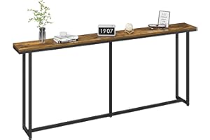 Yaheetech Narrow Console Table with Sturdy Metal Frame, 71 Inch Extra Long Entryway Sofa Table for Behind Couch, Hallway, Living Room, Rustic Brown