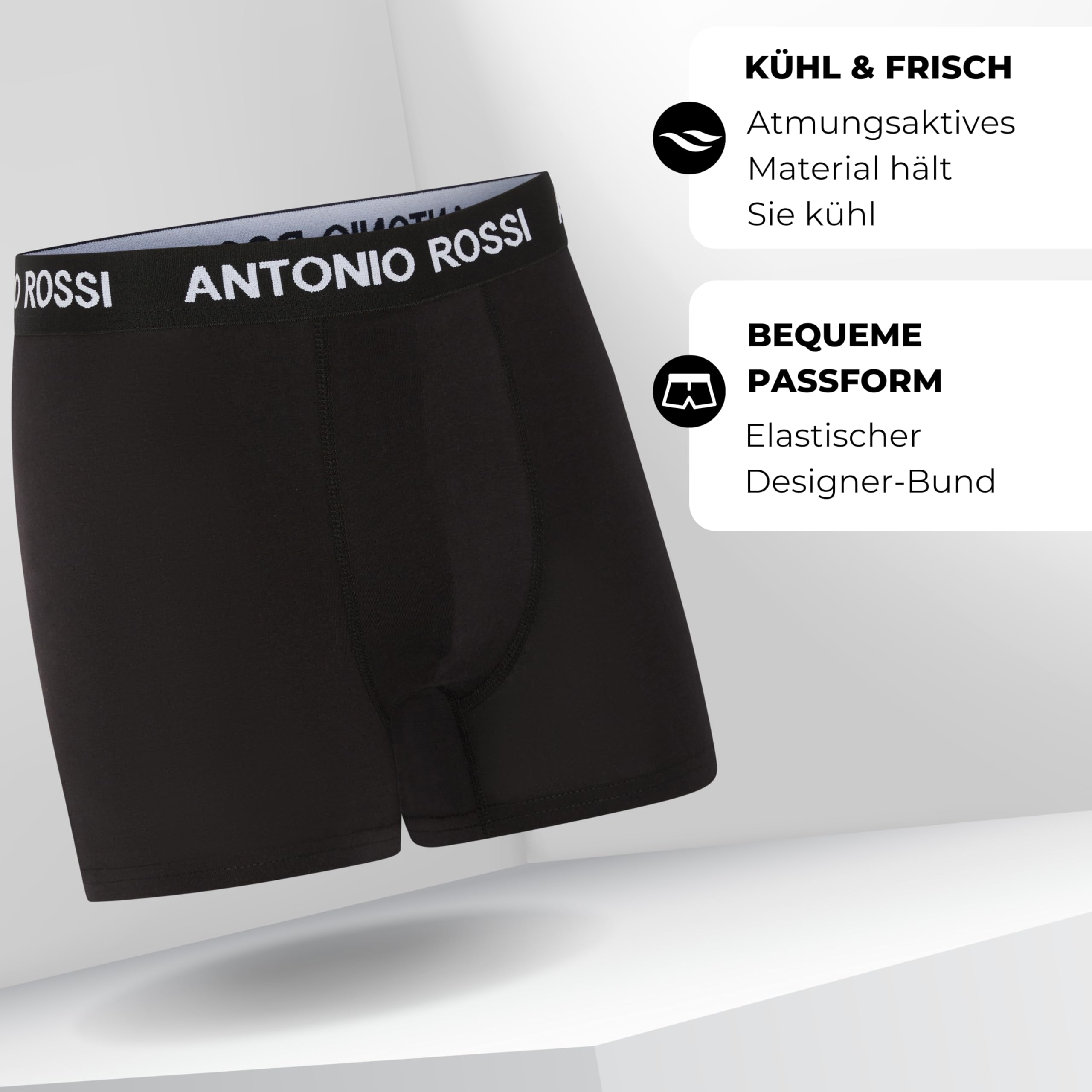 ANTONIO ROSSI Herren (12er-pack) Herren-boxer-hipster Fitted Boxer Hipsters, Schwarz, XXL EU 5