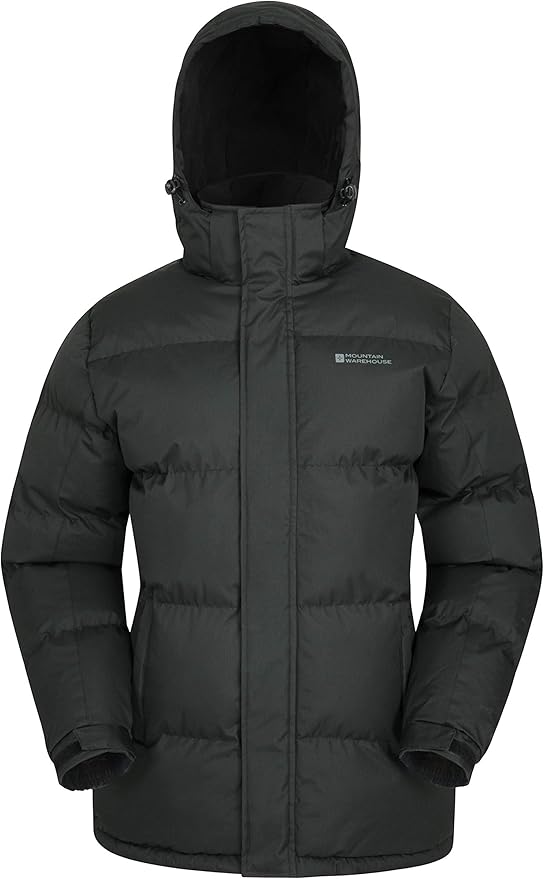 Mountain Warehouse Snow Mens Jacket Water Resistant Raincoat, Adjustable Hood, Hem & Cuffs