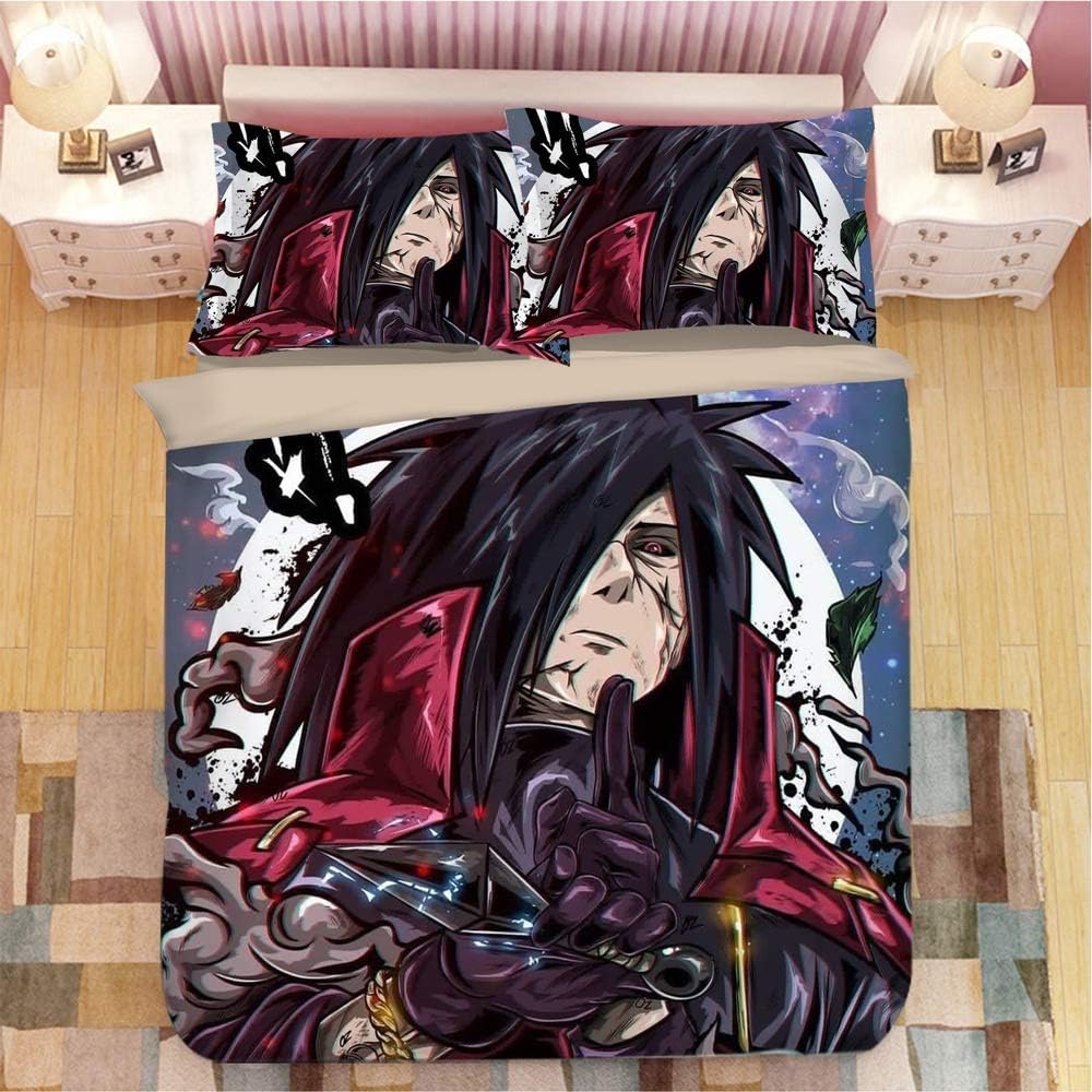 Ksainiy Uchiha Madara Duvet Cover 3D Printed Cartoon Characters Polyester Fabric with Zip Closure Otaku and Anime Fans' Favorites 3-Piece Set 1 Down Comforter 2 Pillowcase
