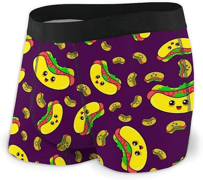 MSACRH Mens Boxer Briefs Underwear Cartoon Hot Dog Breathable Male