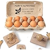 Personalized Egg Carton Stamps, 4 Sizes, Custom Chicken Stamp, 12 Designs, Rubber Stamp for Eggs Carton, Wooden Stamps for Fresh Eggs